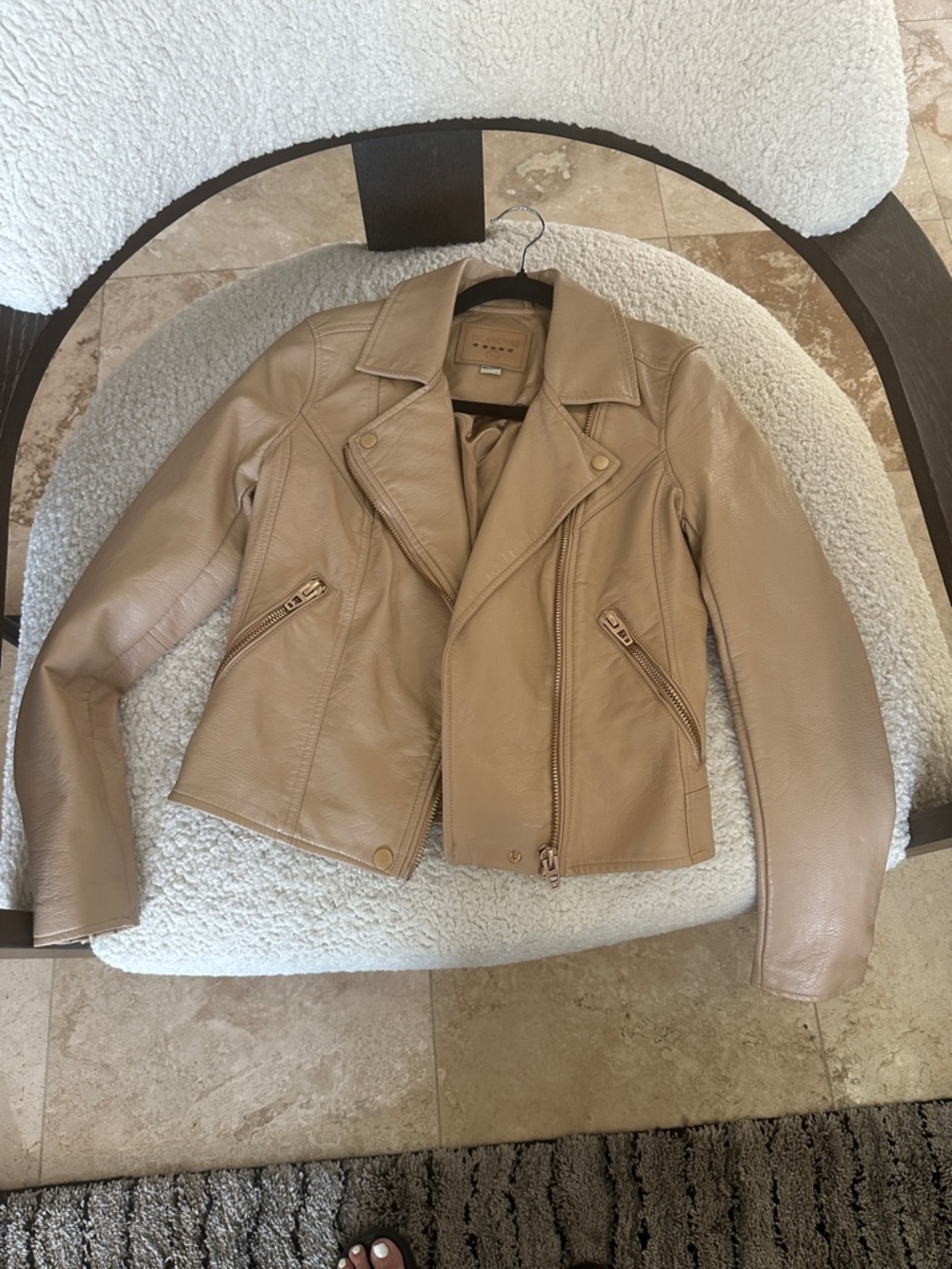 BlankNYC Beige Leather Moto Jacket - Women